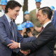 President of Davie, James Davies and Prime Minister Justin Trudeau shake hands.